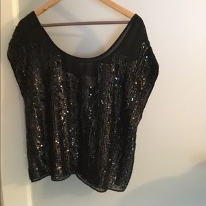 Sheer Black Sequin Top size L